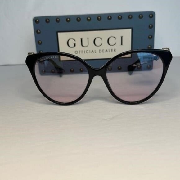 New - Gucci Pink Cat Eye Ladies Sunglasses GG1011S 005 57 Made in Italy - Picture 13 of 14